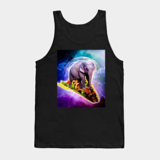 Elephant Riding Taco In Space With Rainbow Tank Top